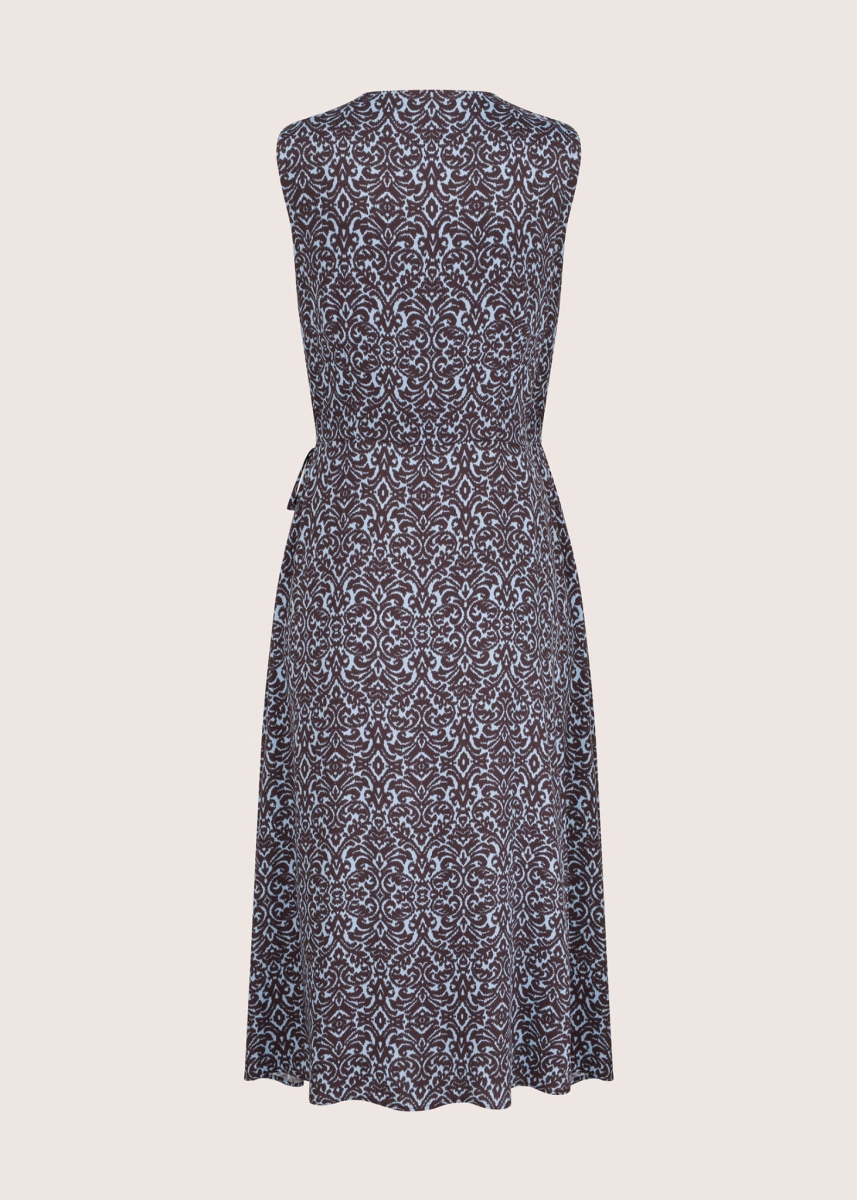 ANNA sukienka kopertowa midi  z wiskozy w ornamentowy print