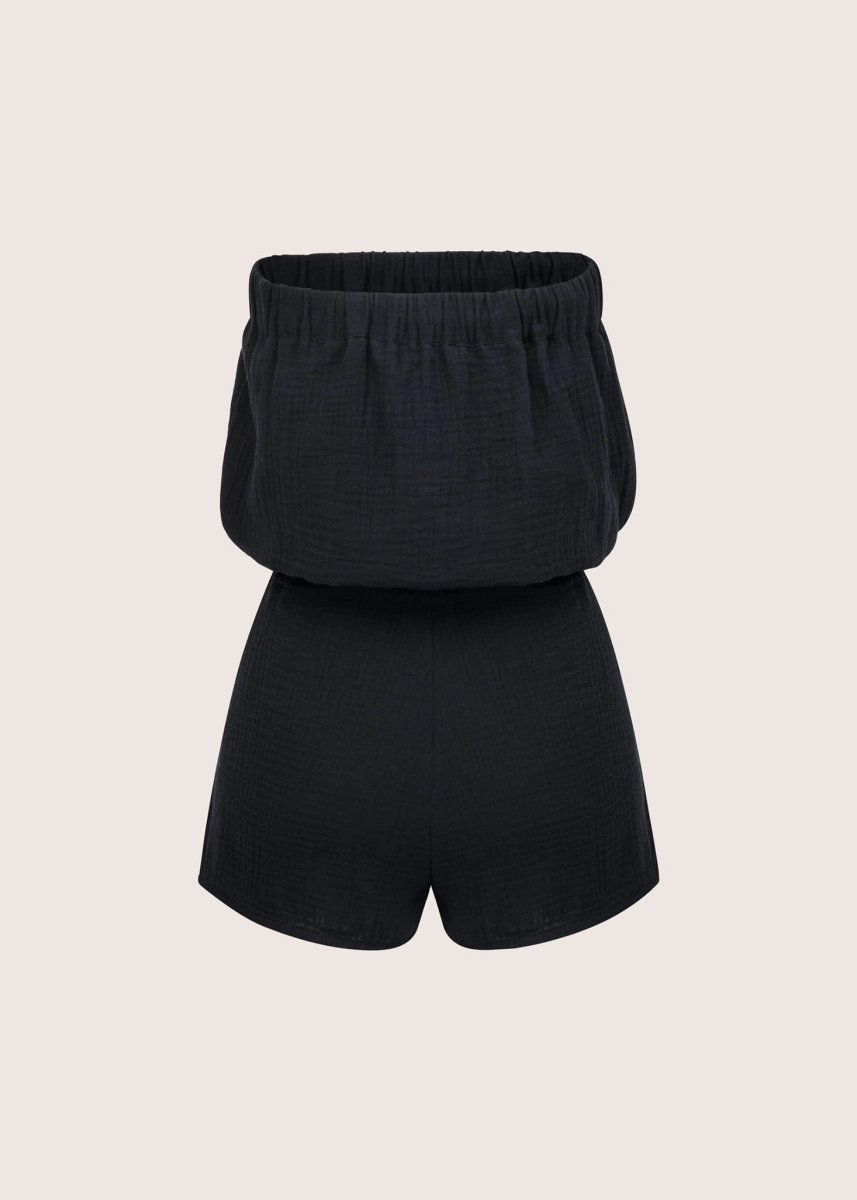 SAND PLAYSUIT  czarny kombinezon z bawełnianego muślinu