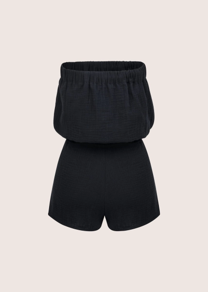 SAND PLAYSUIT  czarny kombinezon z bawełnianego muślinu