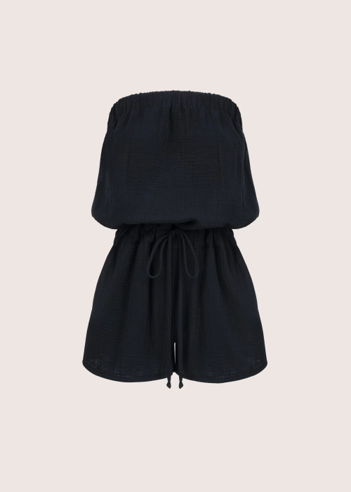 SAND PLAYSUIT  czarny kombinezon z bawełnianego muślinu
