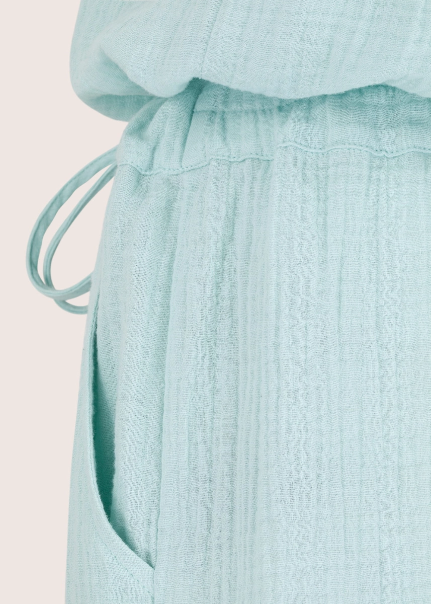 SAND PLAYSUIT miętowy kombinezon z bawełnianego muślinu