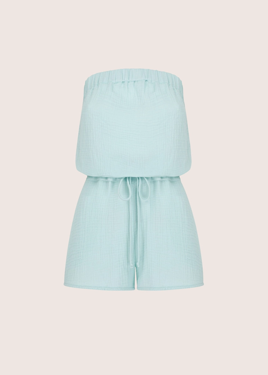 SAND PLAYSUIT miętowy kombinezon z bawełnianego muślinu