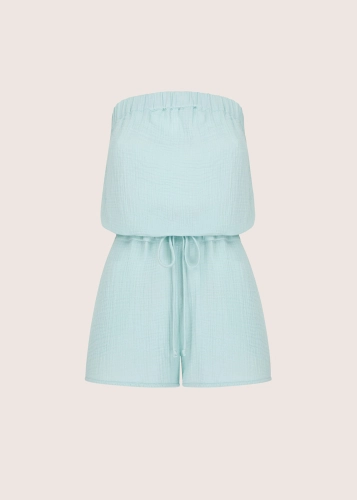 SAND PLAYSUIT miętowy kombinezon z bawełnianego muślinu