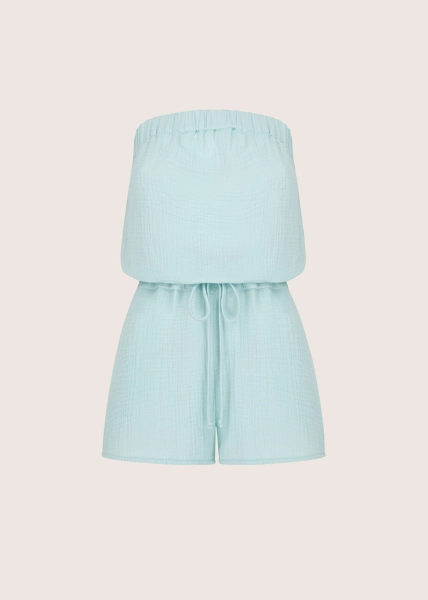 SAND PLAYSUIT miętowy kombinezon z bawełnianego muślinu