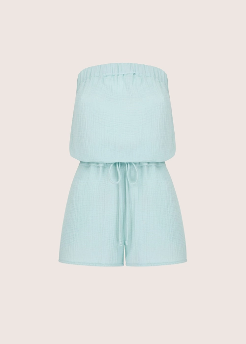 SAND PLAYSUIT miętowy kombinezon z bawełnianego muślinu