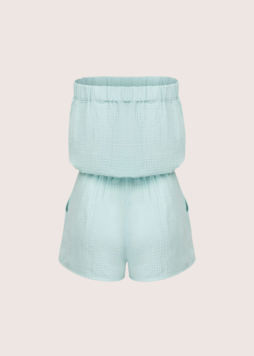 SAND PLAYSUIT miętowy kombinezon z bawełnianego muślinu
