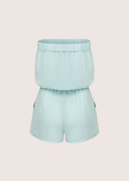 SAND PLAYSUIT miętowy kombinezon z bawełnianego muślinu